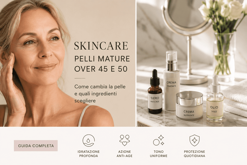 Skincare per pelli mature over 45 e 50: come cambia la pelle e quali ingredienti scegliere