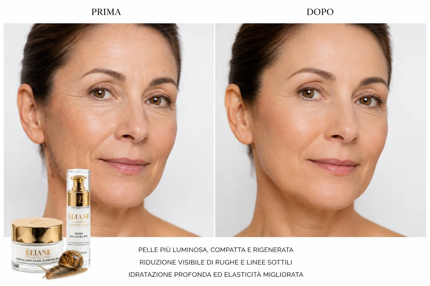 Bava di Lumaca Duo: Crema 80% + Siero 99% Anti-Età | Éliane