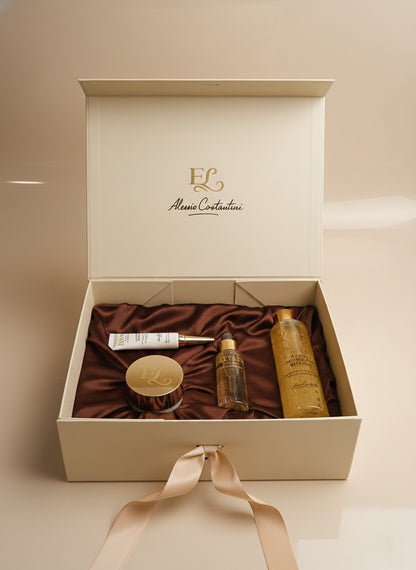 Cofanetto Regalo ÉLIANE Anti-Macchia - Set completo con 4 prodotti skincare in confezione avorio champagne